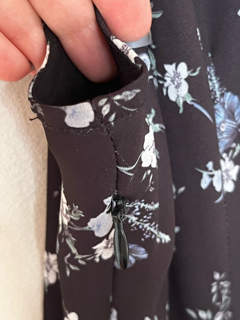 Frank & Oak Black Floral Midi Dress Tie Waist L Sheer Overlay Dark Romantic - Picture 12 of 13